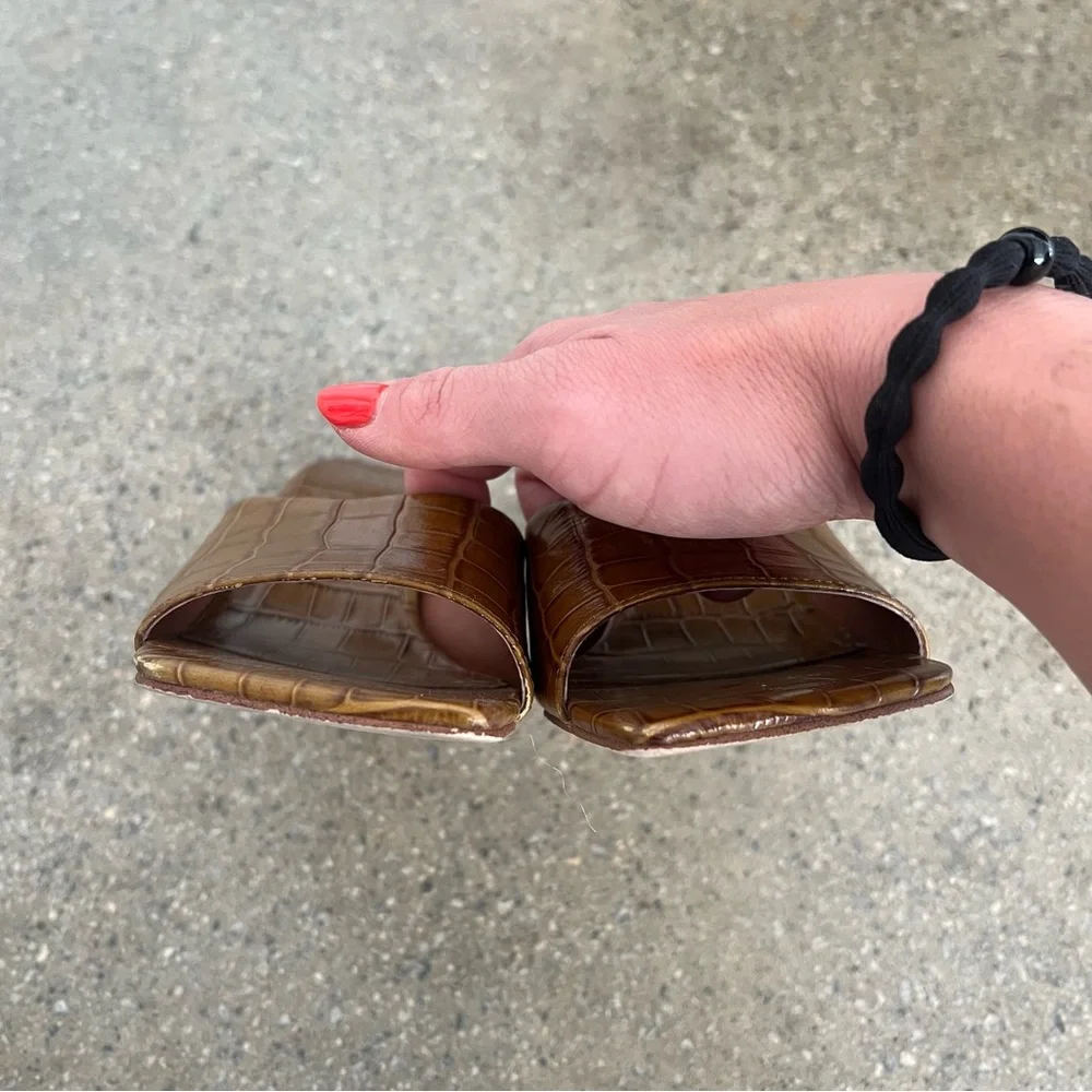 Brown Croc-Embossed Slide Sandal Mule - Picture 7 of 7